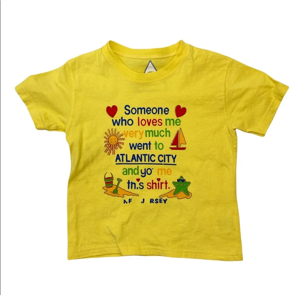 Hanes Kids Atlantic City Graphic Tee Yellow 4T Novelty Print - Picture 2 of 12
